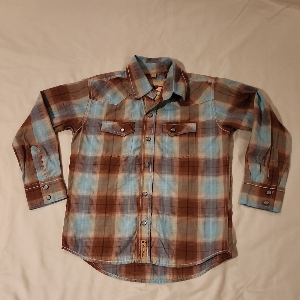 Larry Mahan Cowboy Collection Plaid Shirt. Size Medium